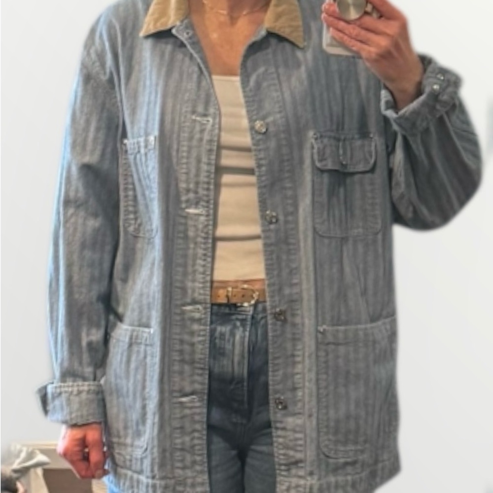 Vintage Polo Ralph Lauren Herringbone Denim Chore Jacket | 80s Workwear | Size M